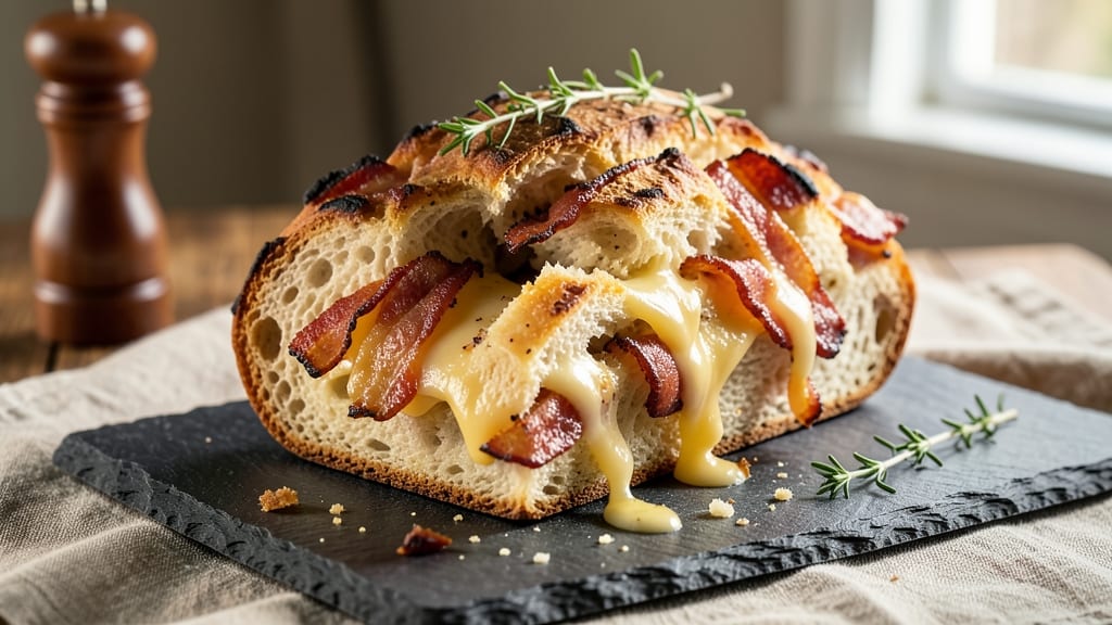 Bacon and Cheese Pull-Apart Bread Recipe: Gooey Strands and Crispy Edges
